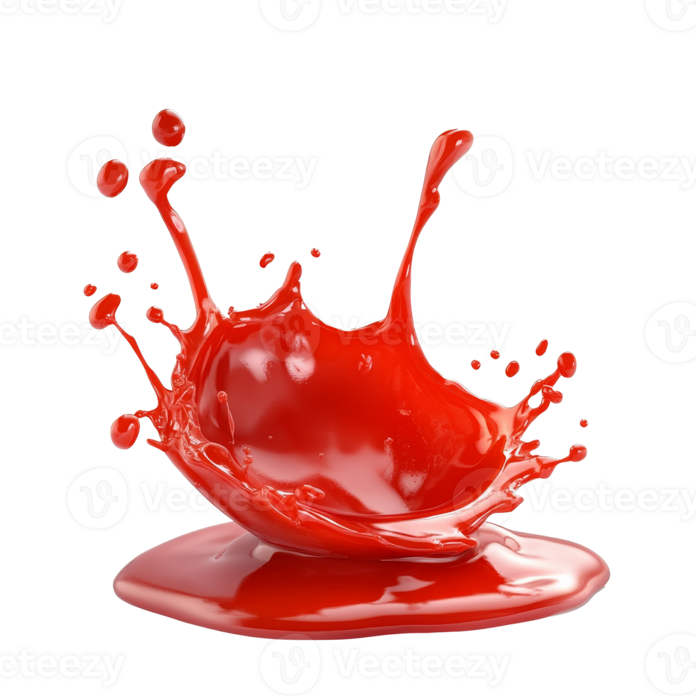 Red liquid splashes on white background isolated transparent background png