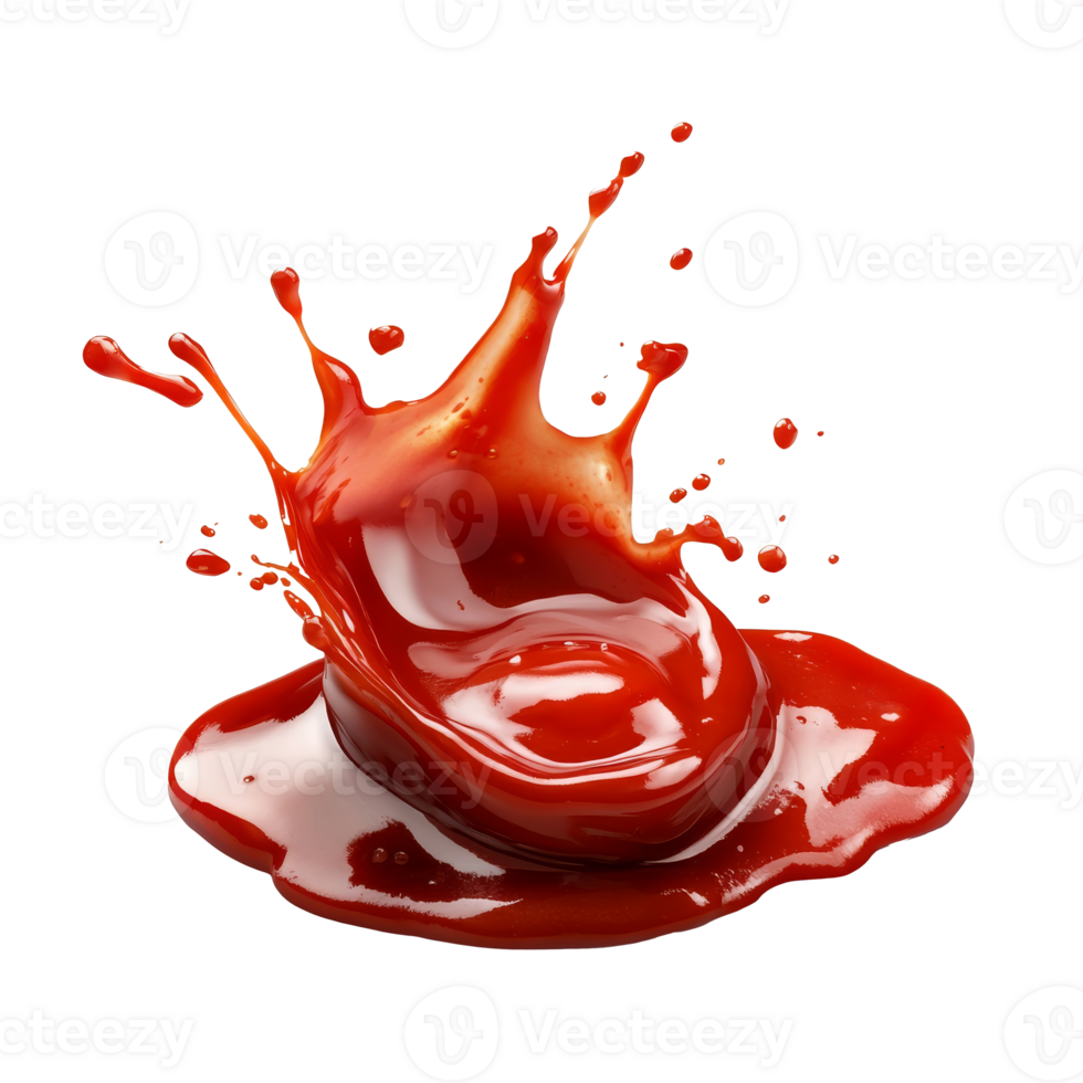 Red sauce splash on white background isolated transparent background png