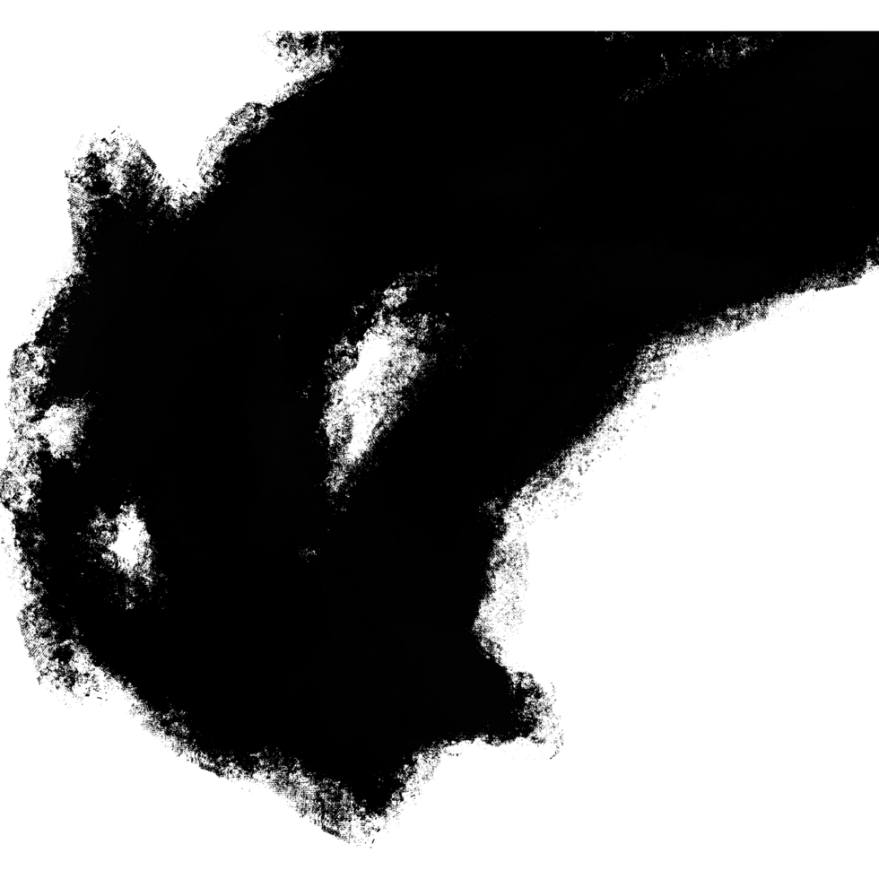 A bold black brush stroke illustration with rugged textured edges and grunge style movement png