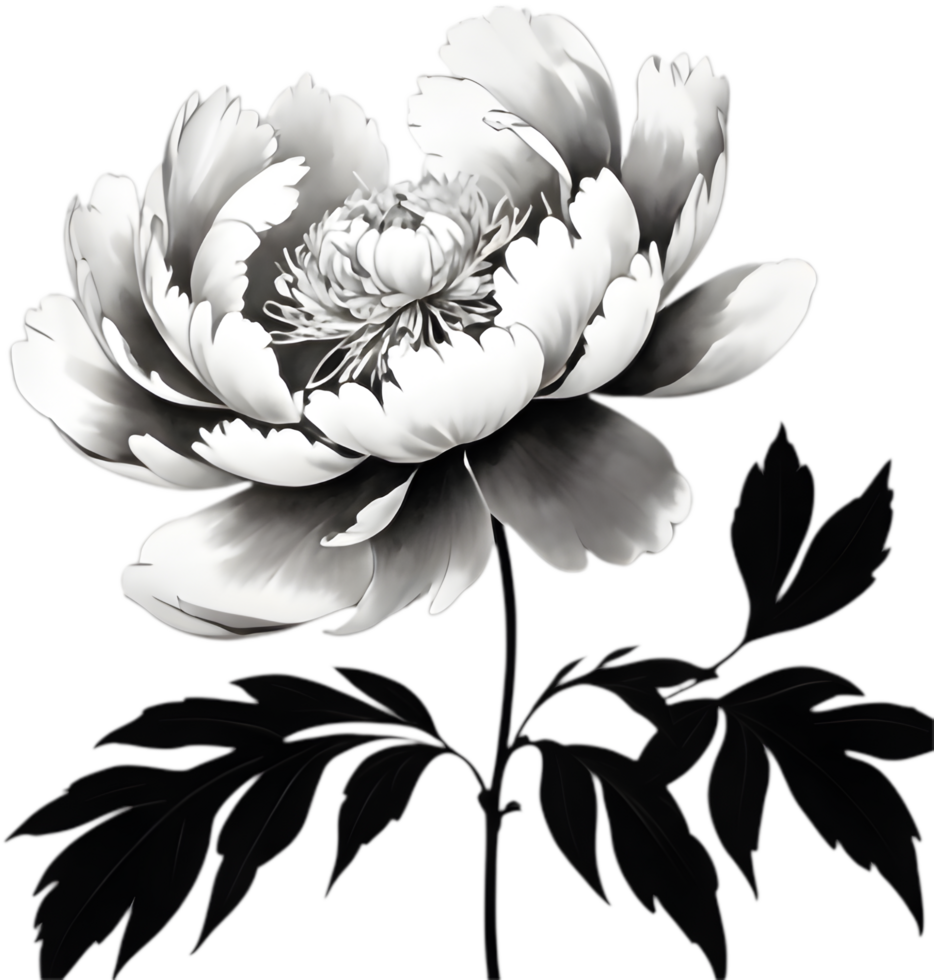 Black Peony Flower Design for Creative Projects. . png