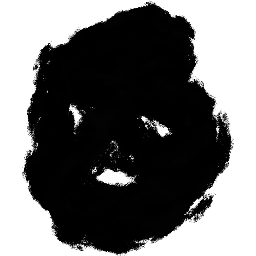 A rough black brush stroke illustration with uneven grunge style textures and jagged edges png