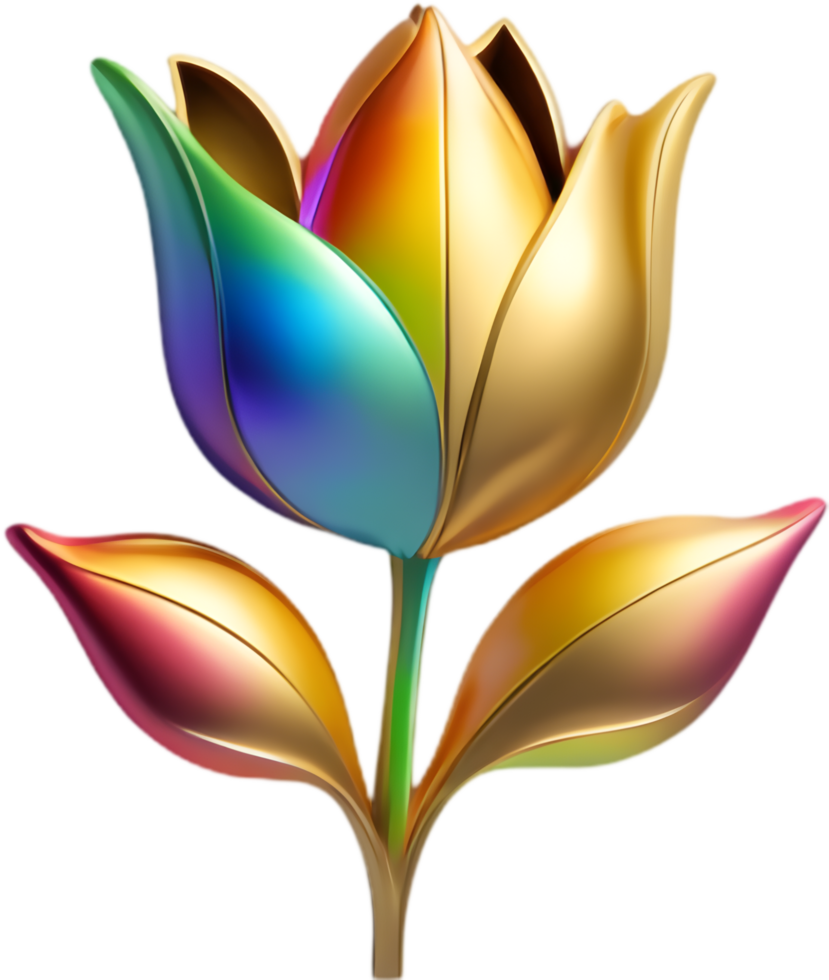 Elegant Rainbow Tulip Flower for Stationery Design. . png