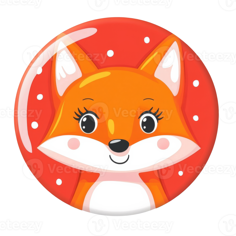 Cute cartoon fox character on a bright background isolated transparent png