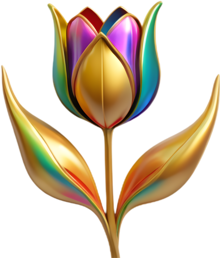 Beautifully Rendered Iridescent Tulip Flower Art. . png
