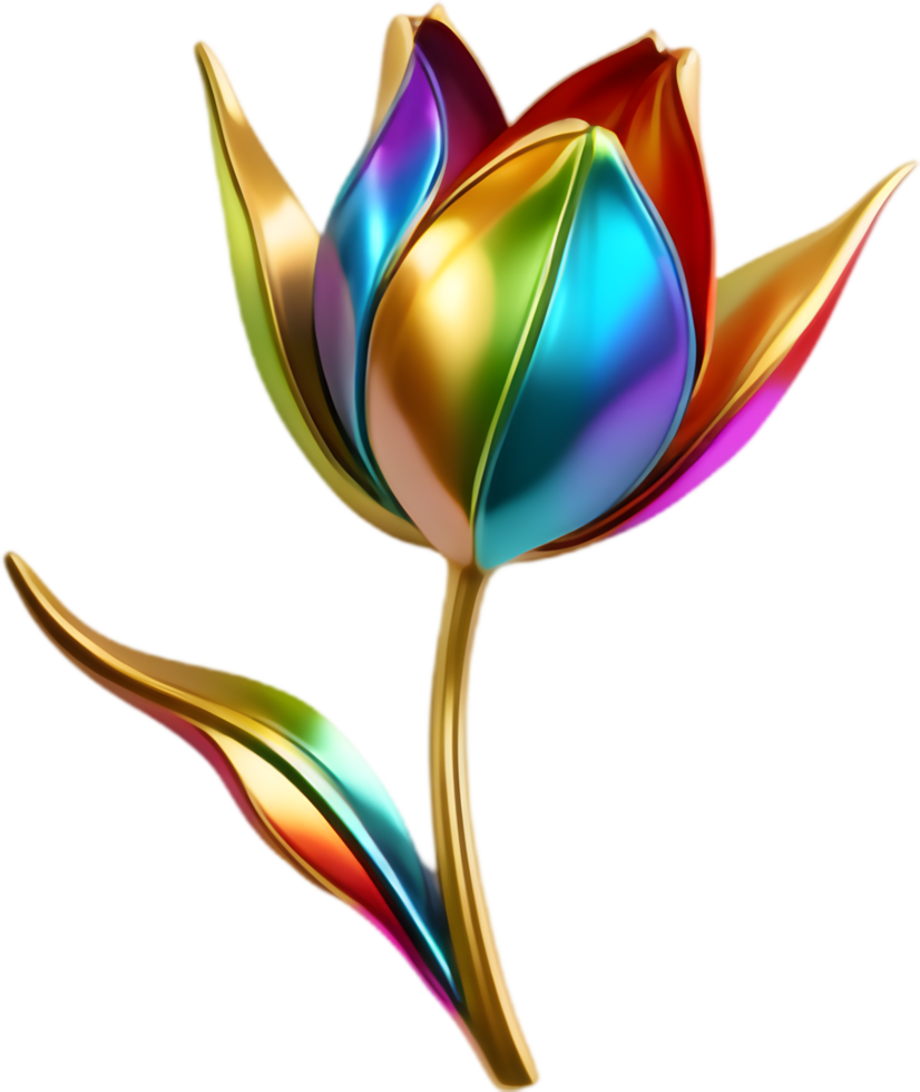 Beautiful Rainbow Tulip Clipart for Projects. . png