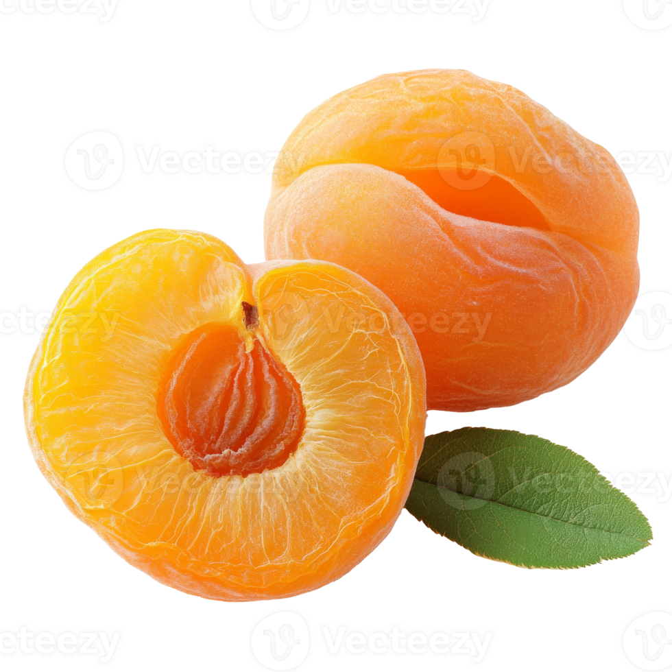Fresh apricots with vibrant yellow orange color isolated transparent png