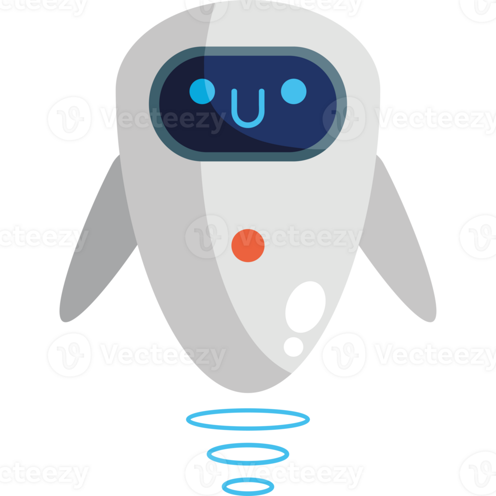 A robot with a smiley face and blue eyes png