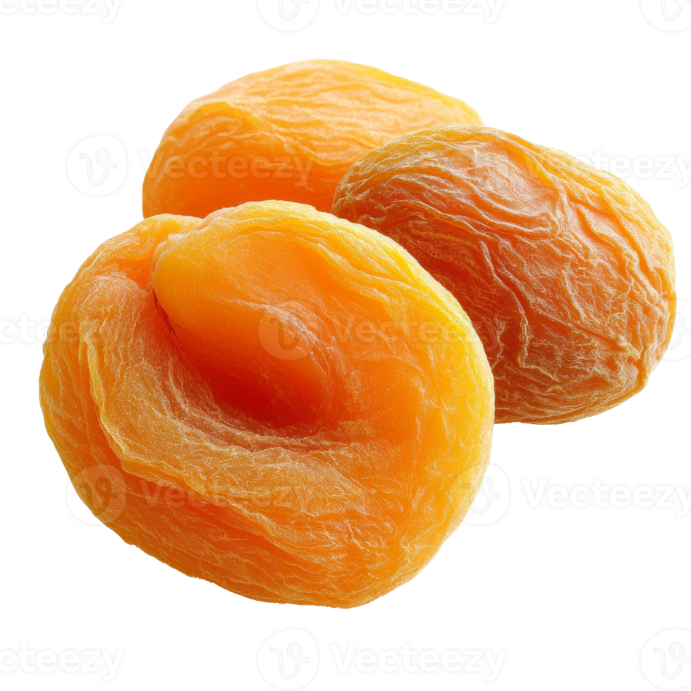 Dried apricots on a white surface in natural light isolated transparent png