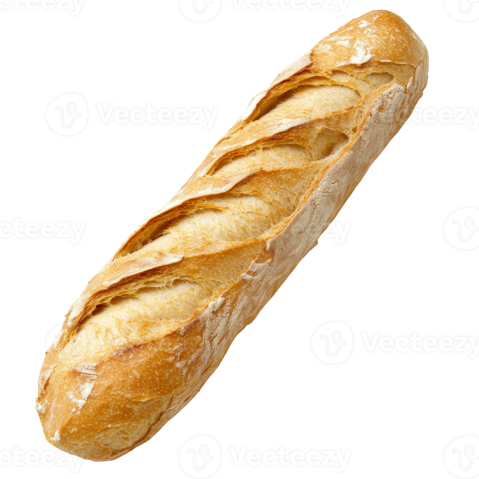 Freshly baked baguette on a white background isolated transparent png