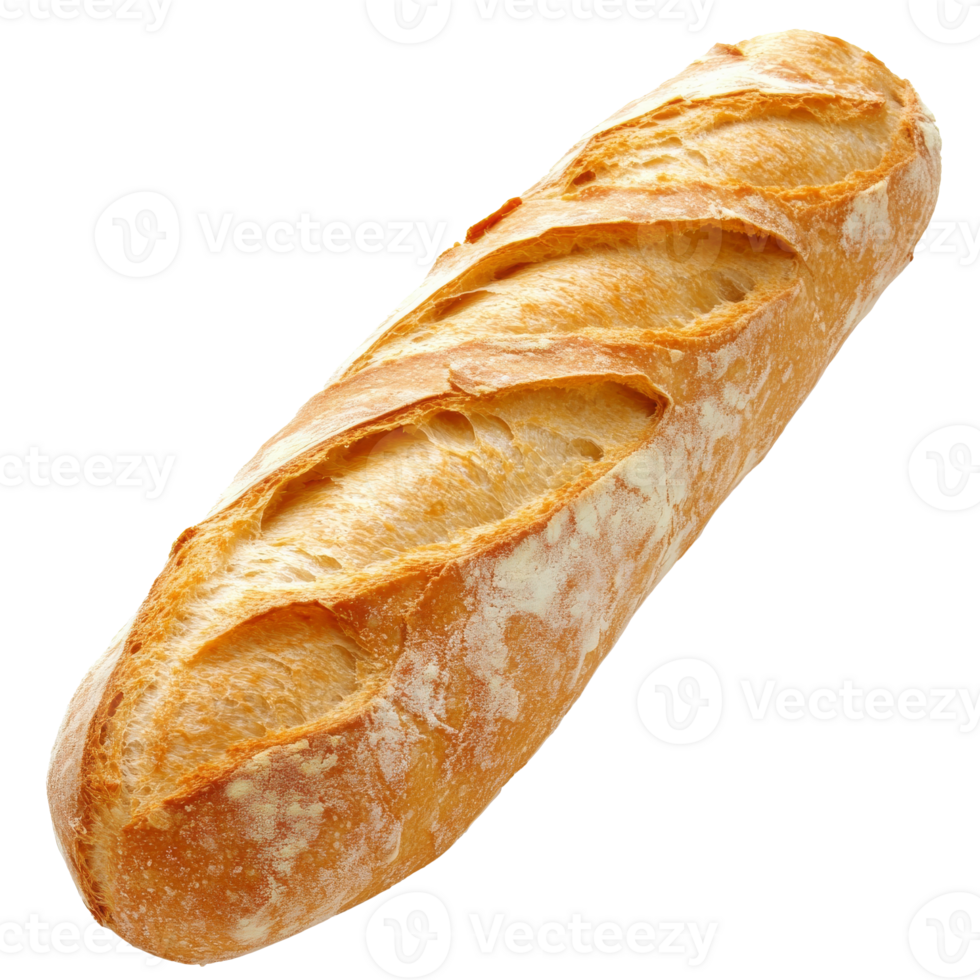 Freshly baked baguette from a local bakery isolated transparent png