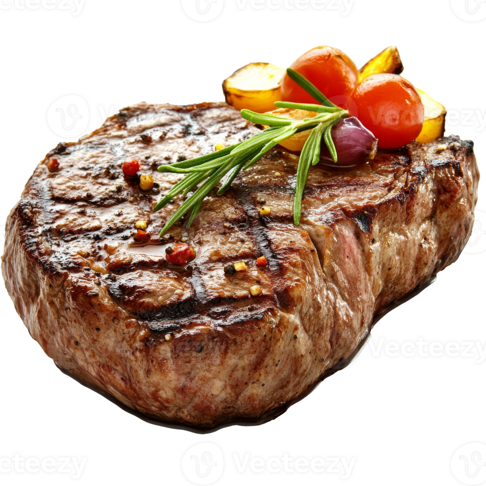 Grilled steak with fresh veggies isolated transparent png