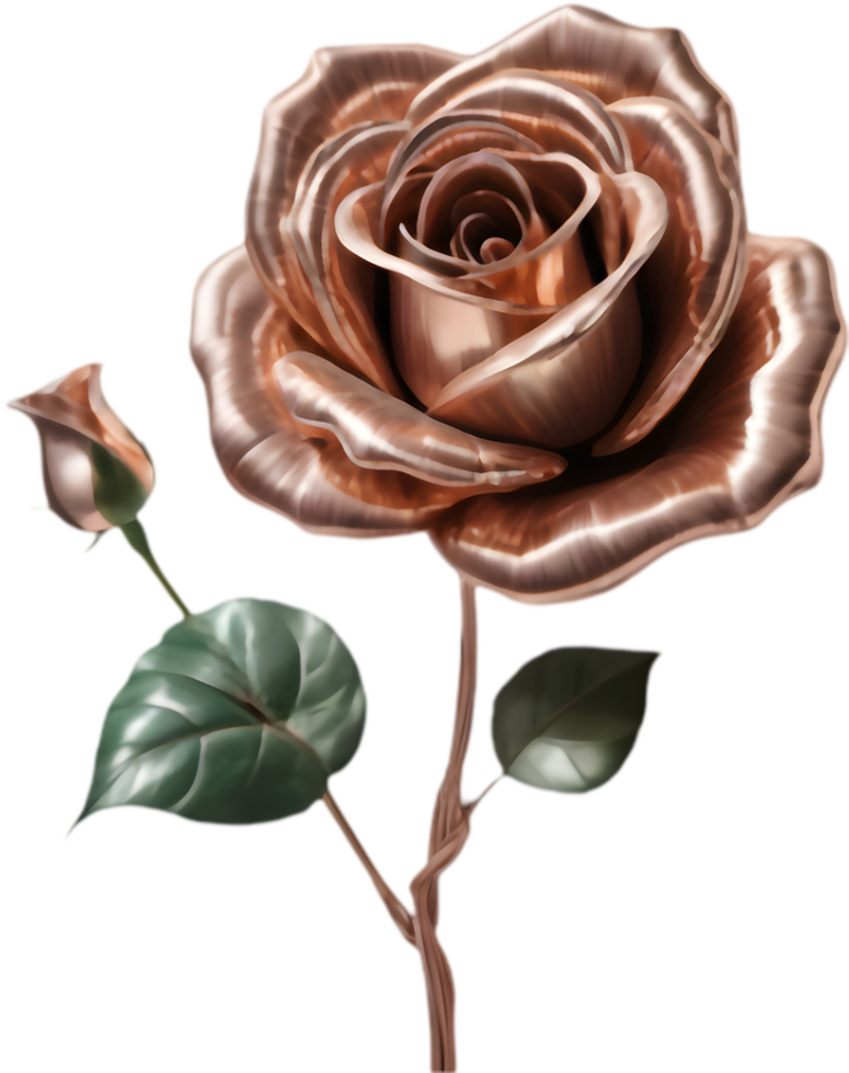 Stylish Copper Wire Rose Clipart for Branding. . png