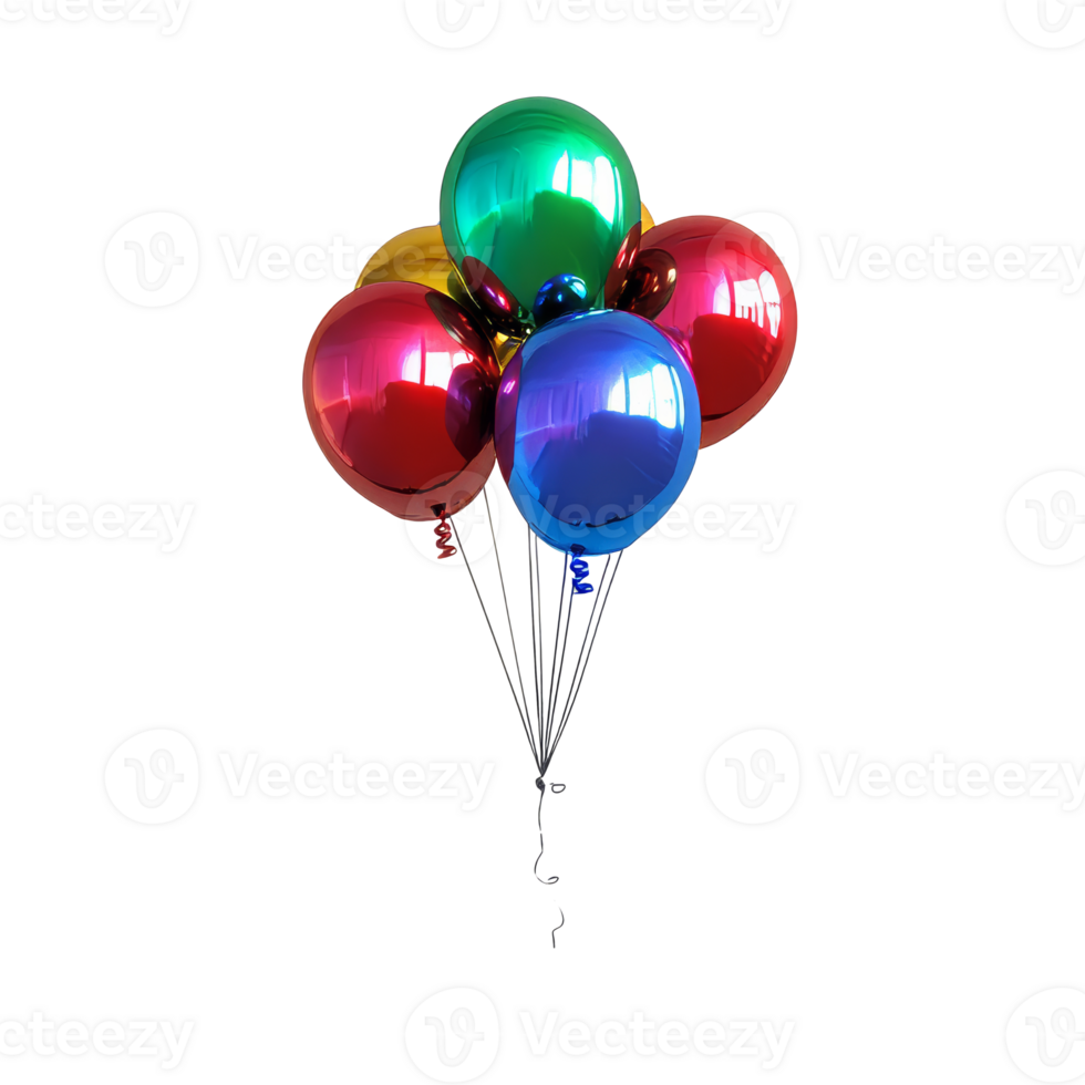 Bright metallic balloons for festivities isolated transparent png