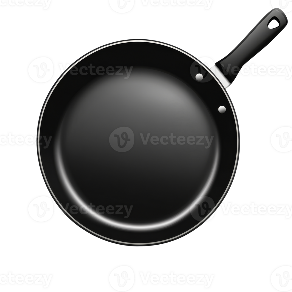 Black frying pan isolated on white background isolated transparent png