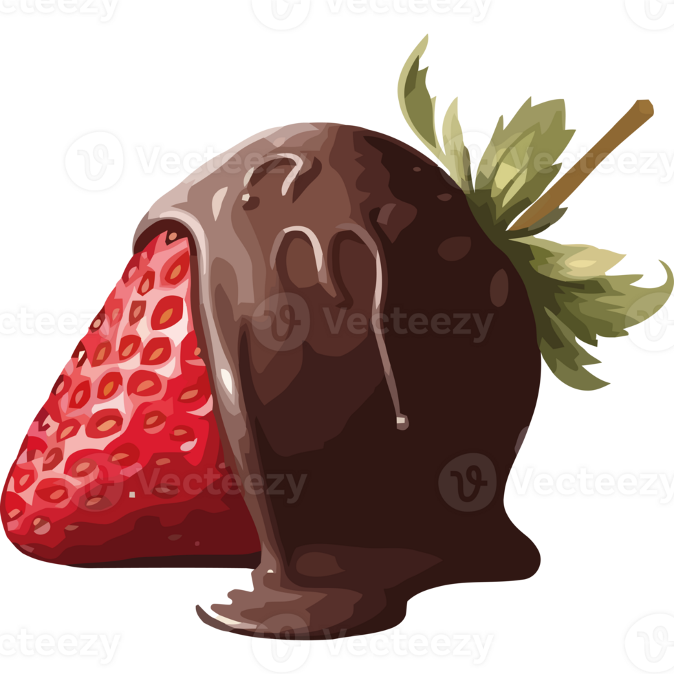 A chocolate covered strawberry on a black background png