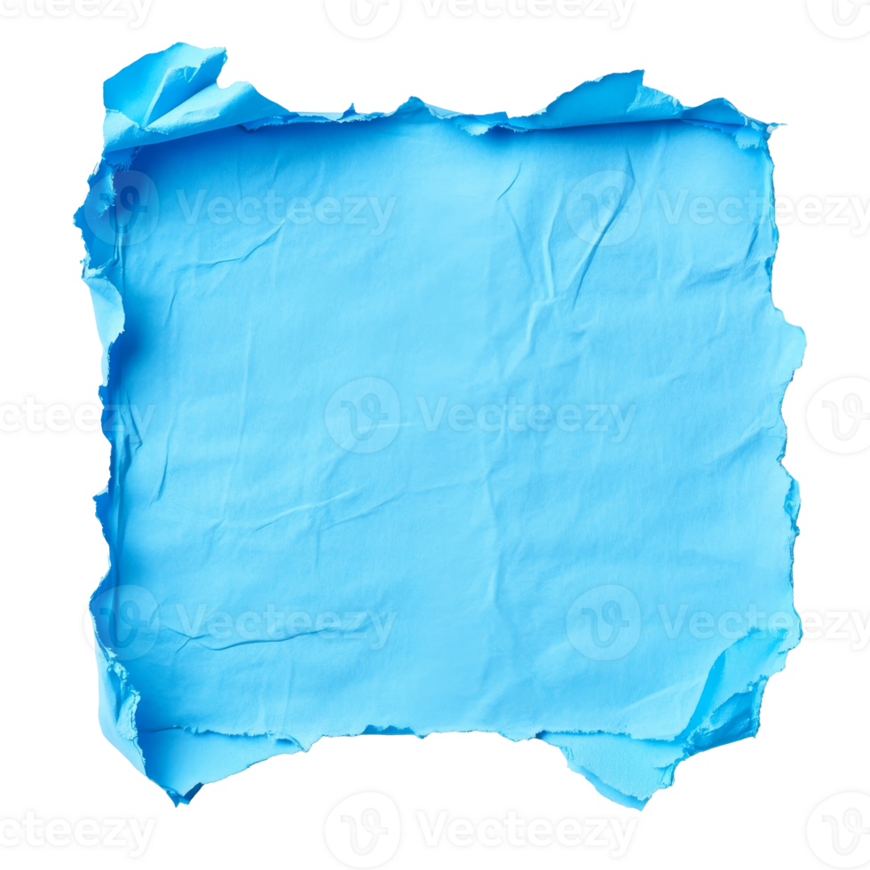 Torn blue paper with a textured surface and edges isolated transparent png