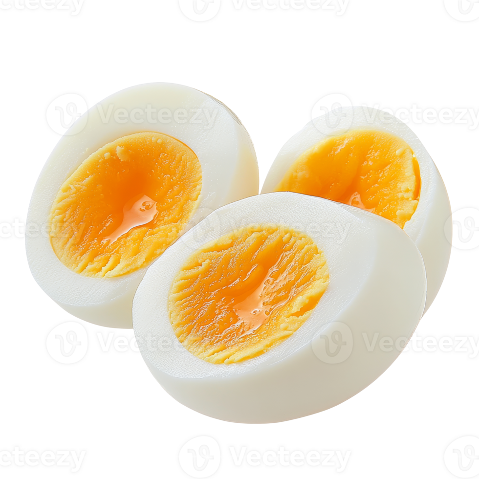 Delicious soft boiled eggs garnished for breakfast isolated transparent png