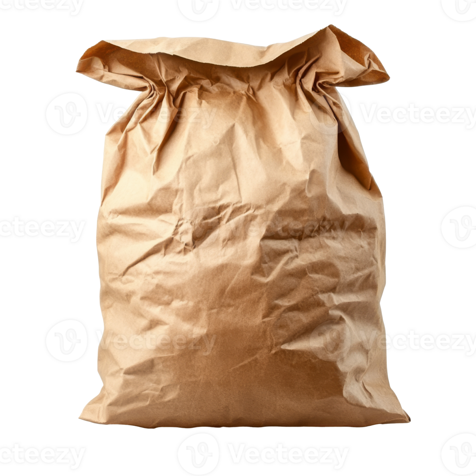 Large brown bag with unknown contents isolated transparent png