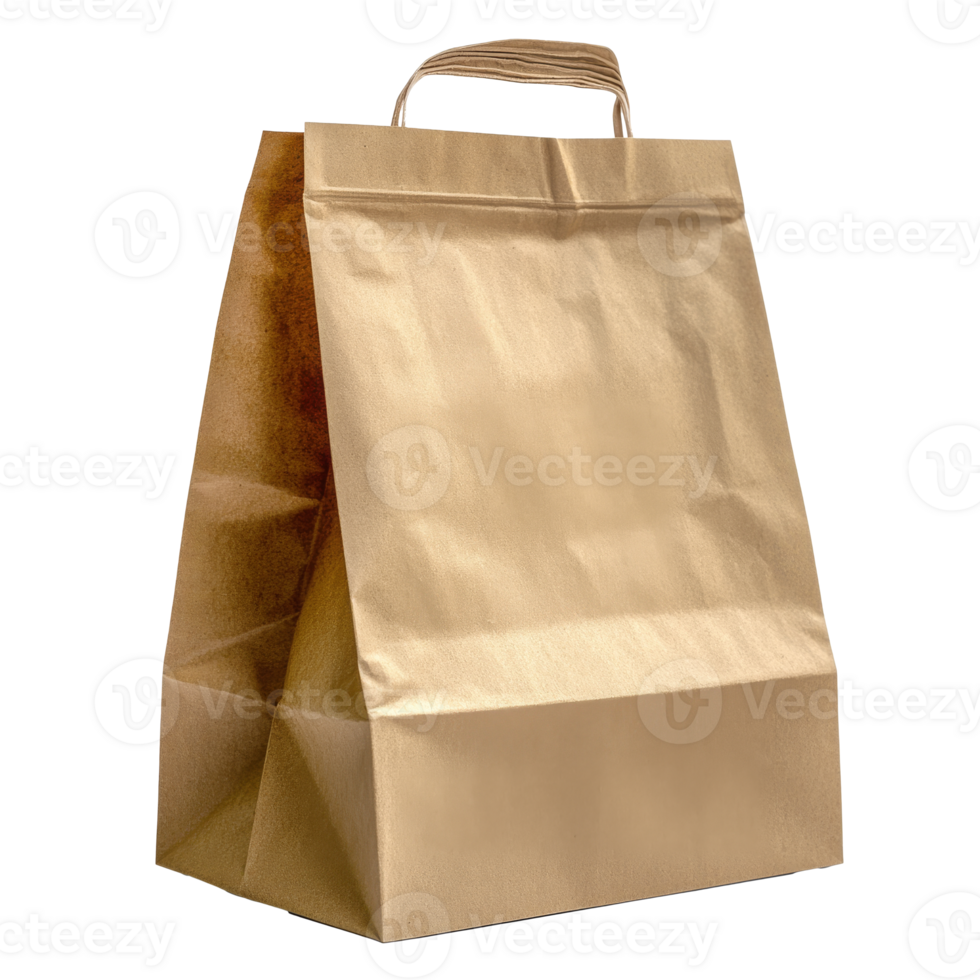 Craft paper bag on a white background for shopping isolated transparent png