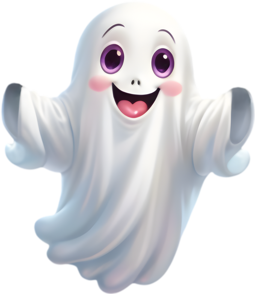 Adorable Floating Ghost for Halloween Fun . png