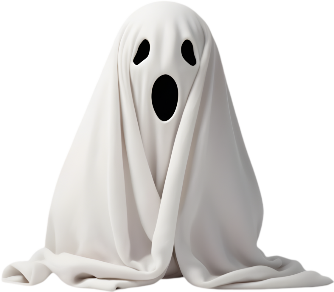 Ghostly figure cocooned in warm, cozy blanket . png