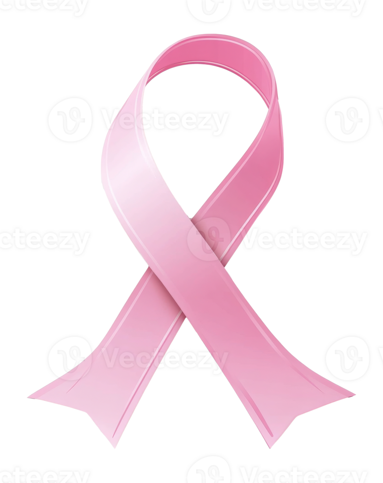 Pink ribbon for breast cancer awareness isolated transparent png