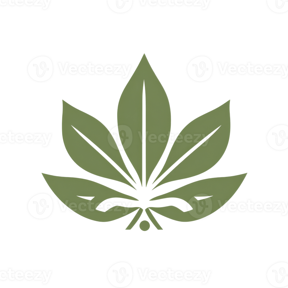 Green leaf logo design with intricate details isolated transparent png