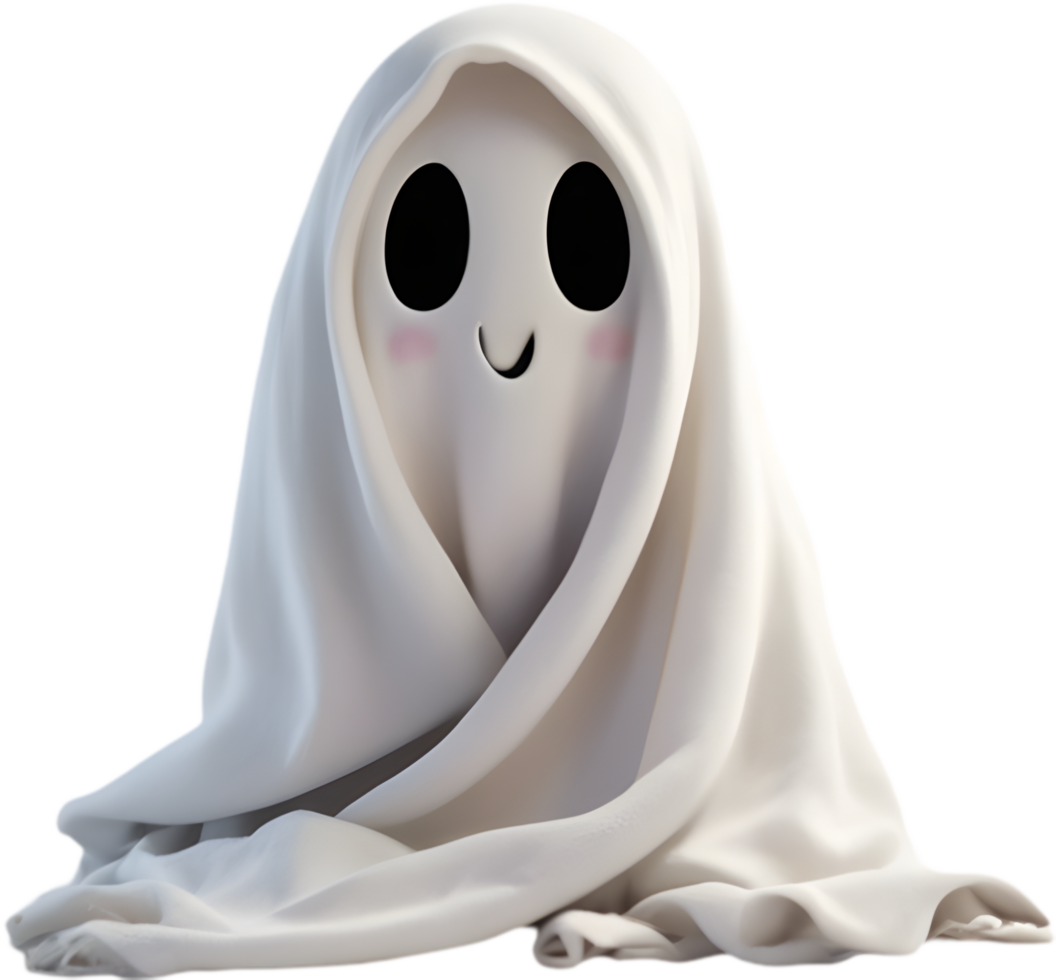 Friendly ghost swaddled in soft, plush throw . png