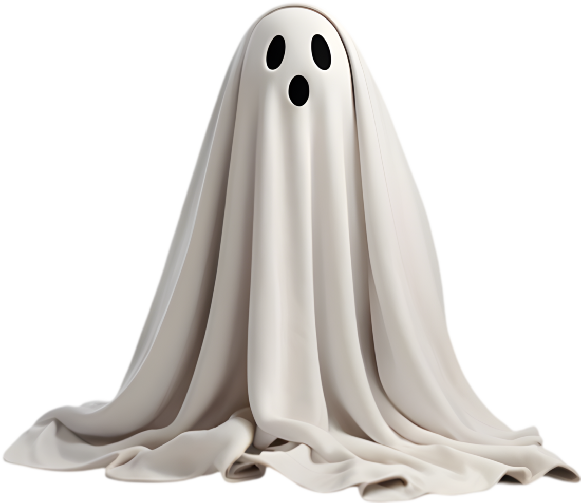 Spooky spirit enveloped in warm, fuzzy blanket . png