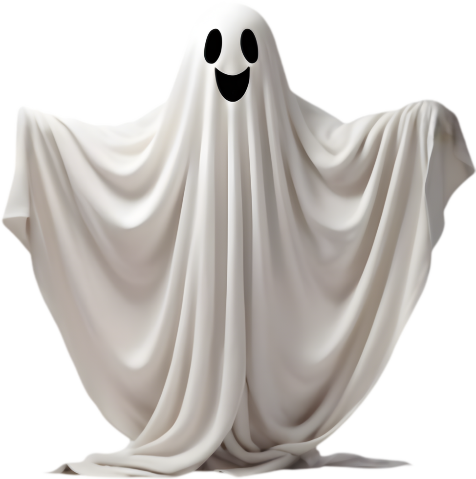 Ghostly character nestled in plush, warm blanket . png