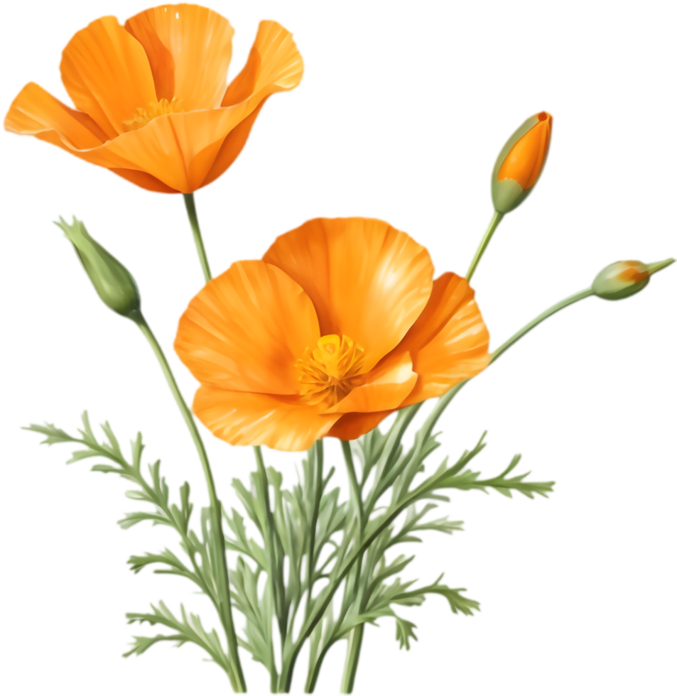 Golden Orange California Poppy Close-Up. . png