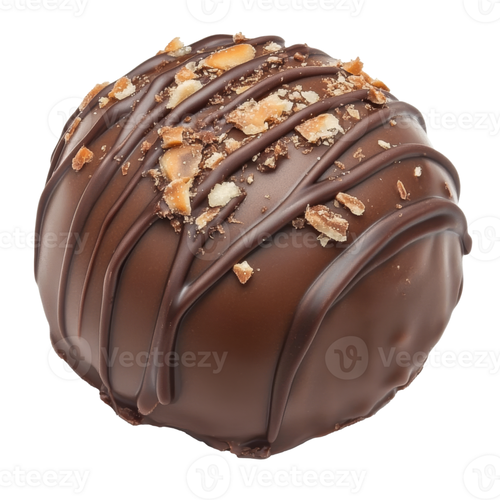 Nut topped chocolate truffle on white isolated transparent png