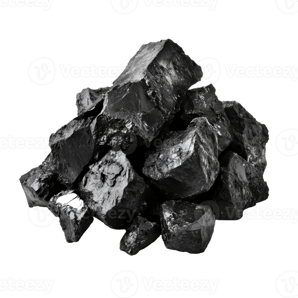 Black coal on a white backdrop isolated transparent png