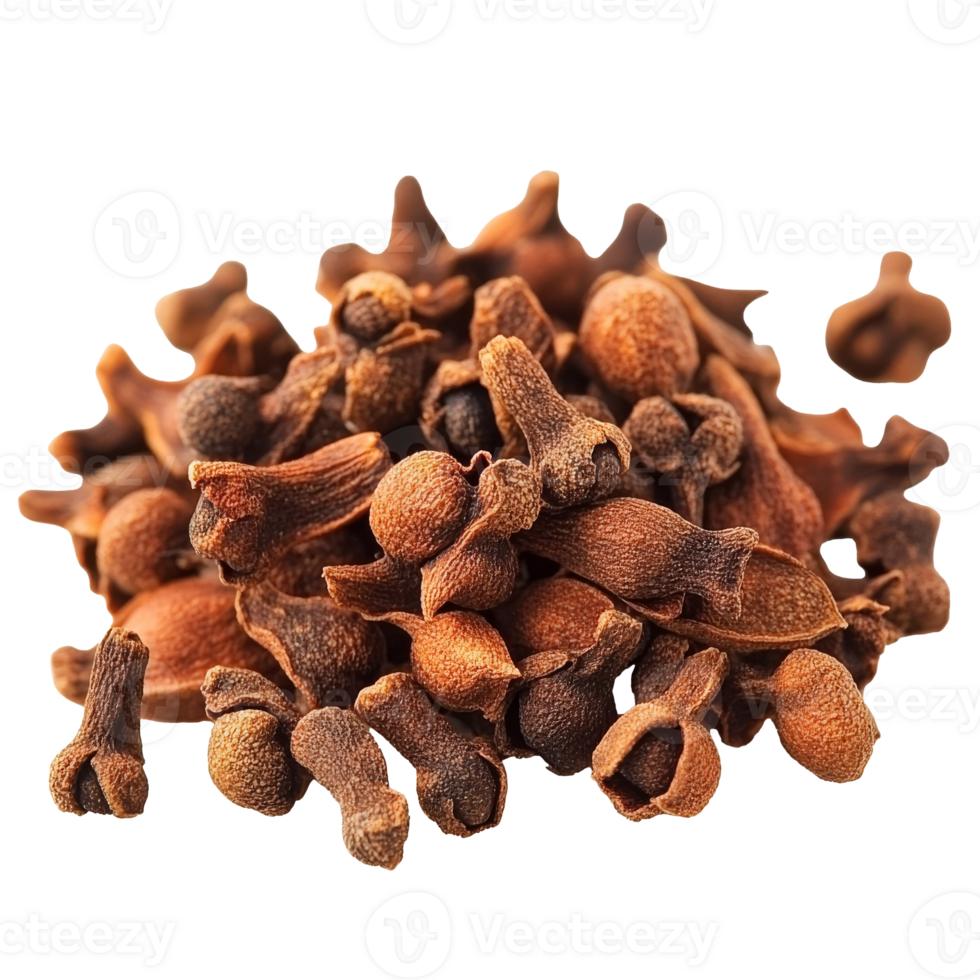 Aromatic whole cloves on a white background isolated transparent png
