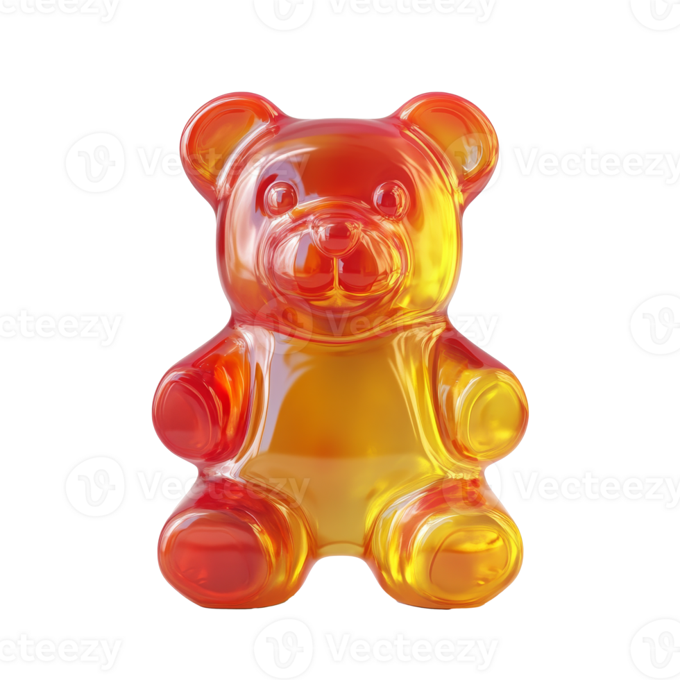 ljus orange klibbig Björn godis på en vit bakgrund isolerat transparent png