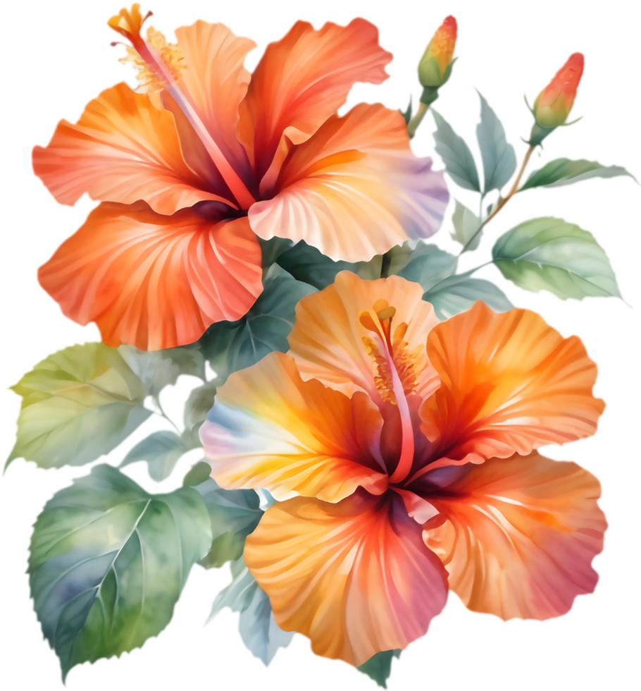 Vibrant Chinese Hibiscus Blossom Graphic. . png