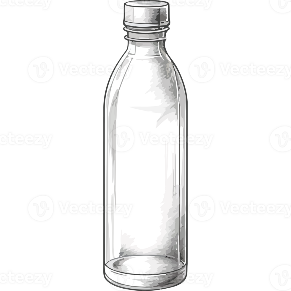 A drawing of a glass bottle on a black background png