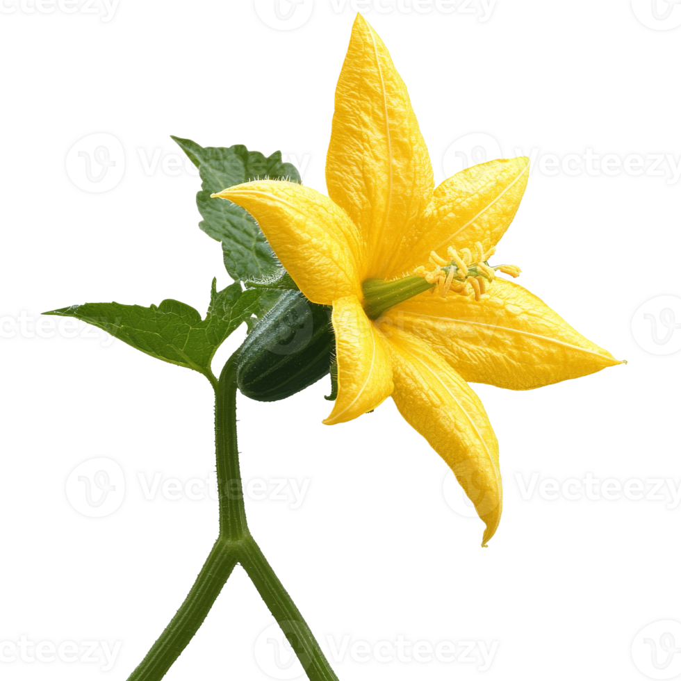 Yellow flower with green leaves outdoors isolated transparent png