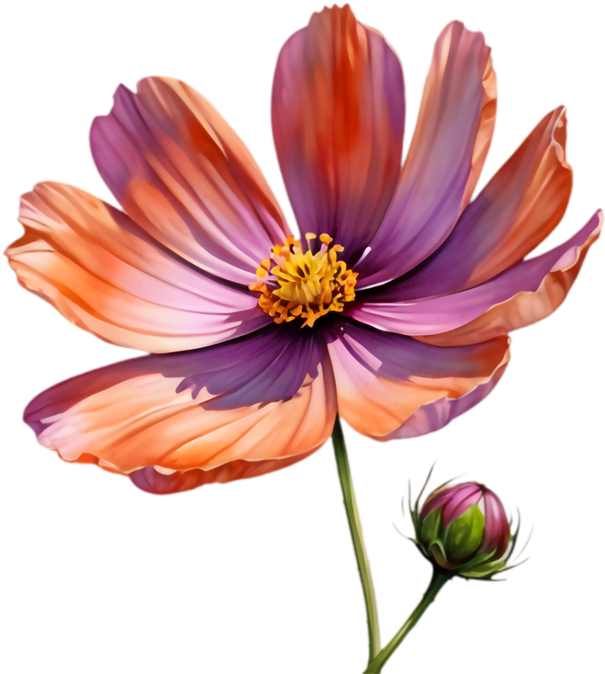 Elegant Cosmos Blossom Line Drawing. . png