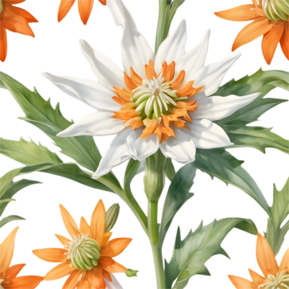 Exquisite Edelweiss Flower Natures Beauty Illustration. . png