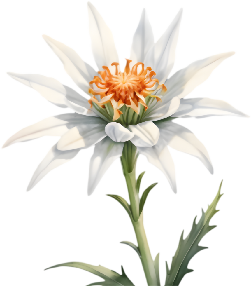 Beautiful Edelweiss Bloom Mountain Flower Illustration. . png