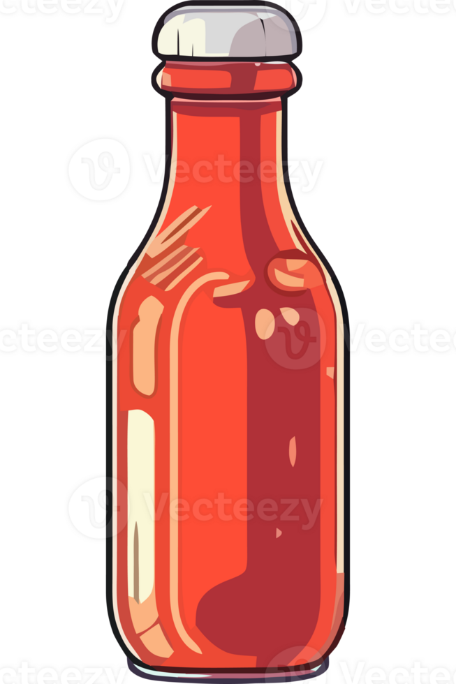 A red bottle of ketchup on a black background png