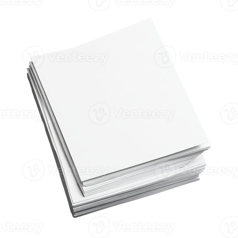 Stack of white paper sheets ready for use at home isolated transparent png