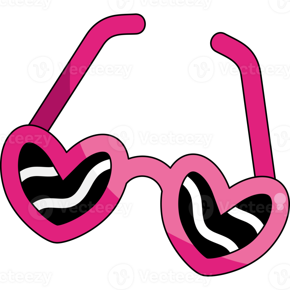Glasses with hearts on them, with a black background png