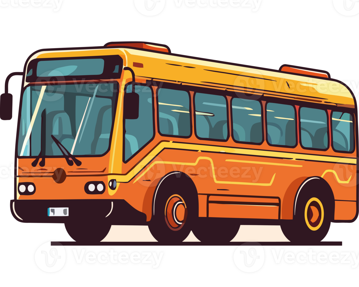 An orange bus is shown on a black background png