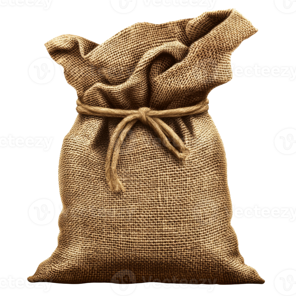 Burlap sack filled with contents isolated transparent png