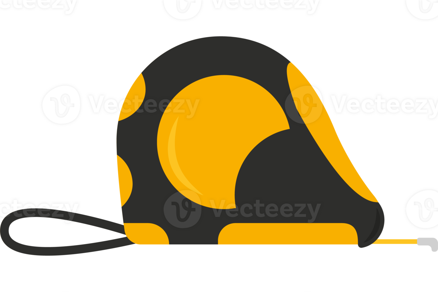 A black and yellow backpack with a zipper png