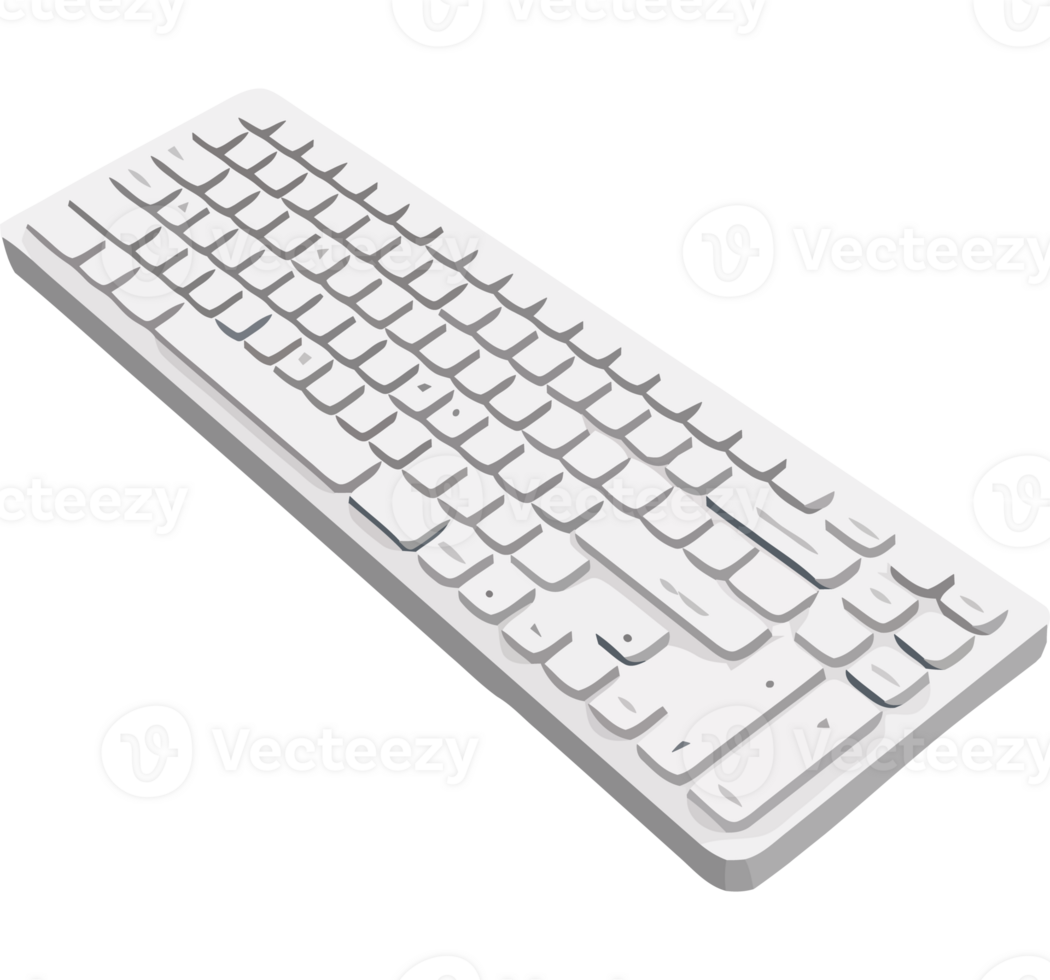 A white computer keyboard is shown on a black background png