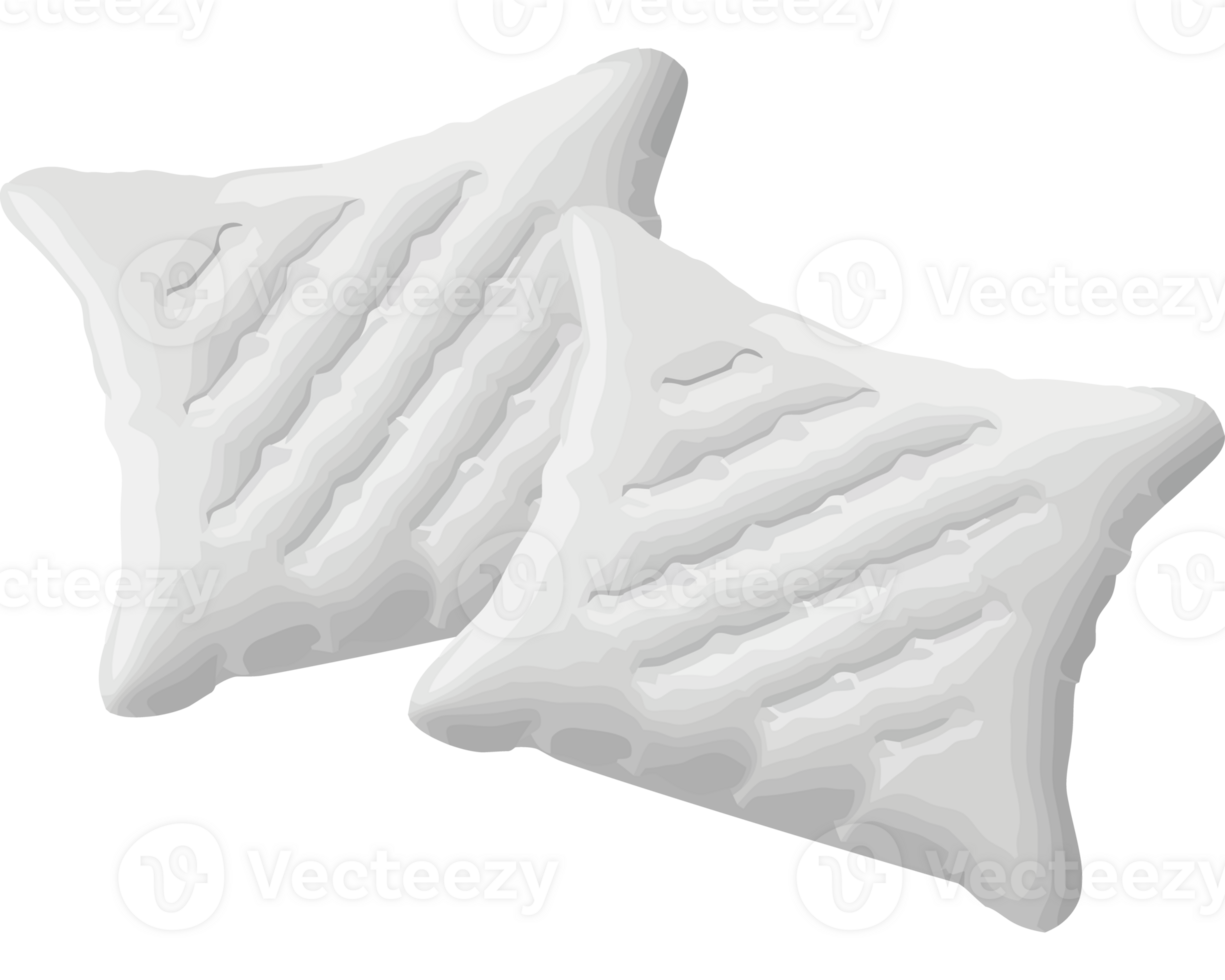 Two pillows with white fabric on a black background png
