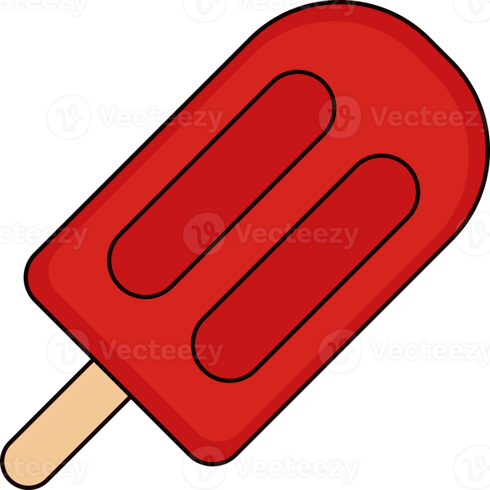 A red ice cream popsicle on a stick png